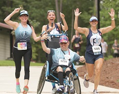 Runners cheering 